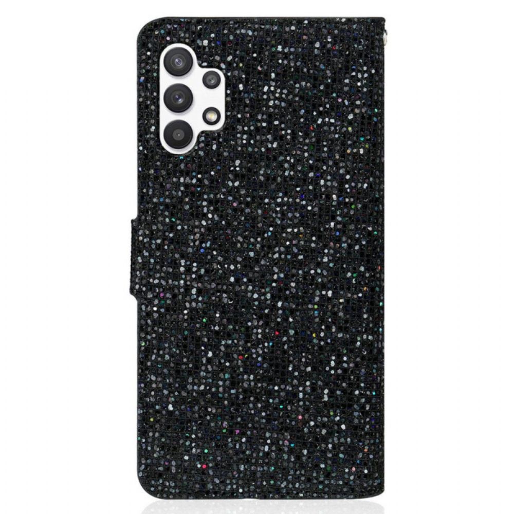 Flip Case voor Samsung Galaxy A13 Met Ketting Paillettenband