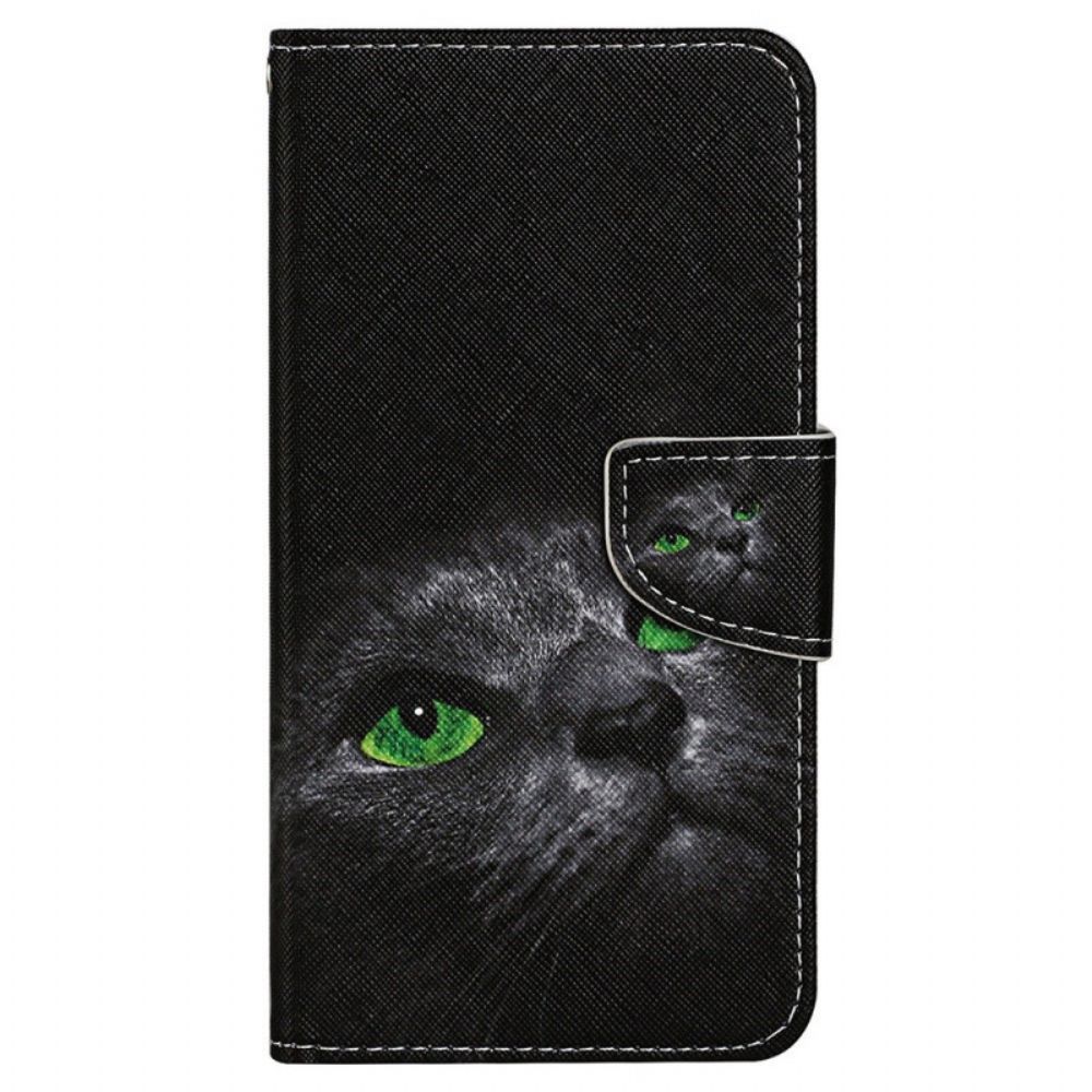 Folio-hoesje voor Samsung Galaxy A13 Met Ketting Kat Met Groene Ogen En Riem