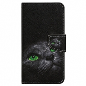 Folio-hoesje voor Samsung Galaxy A13 Met Ketting Kat Met Groene Ogen En Riem