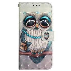 Folio-hoesje voor Samsung Galaxy A13 Met Ketting Miss Strappy Uil