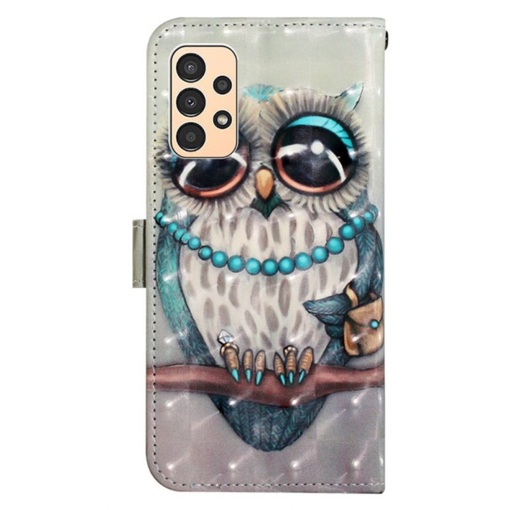 Folio-hoesje voor Samsung Galaxy A13 Met Ketting Miss Strappy Uil