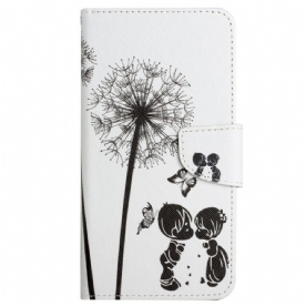 Folio-hoesje voor Samsung Galaxy A13 Met Ketting Thong Paardebloemen