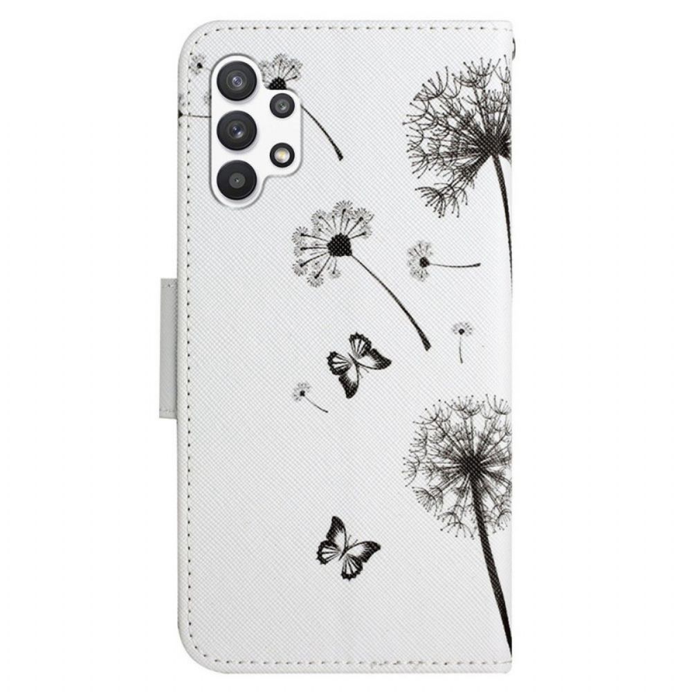 Folio-hoesje voor Samsung Galaxy A13 Met Ketting Thong Paardebloemen