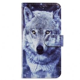 Folio-hoesje voor Samsung Galaxy A13 Mooie Wolf Met Lanyard