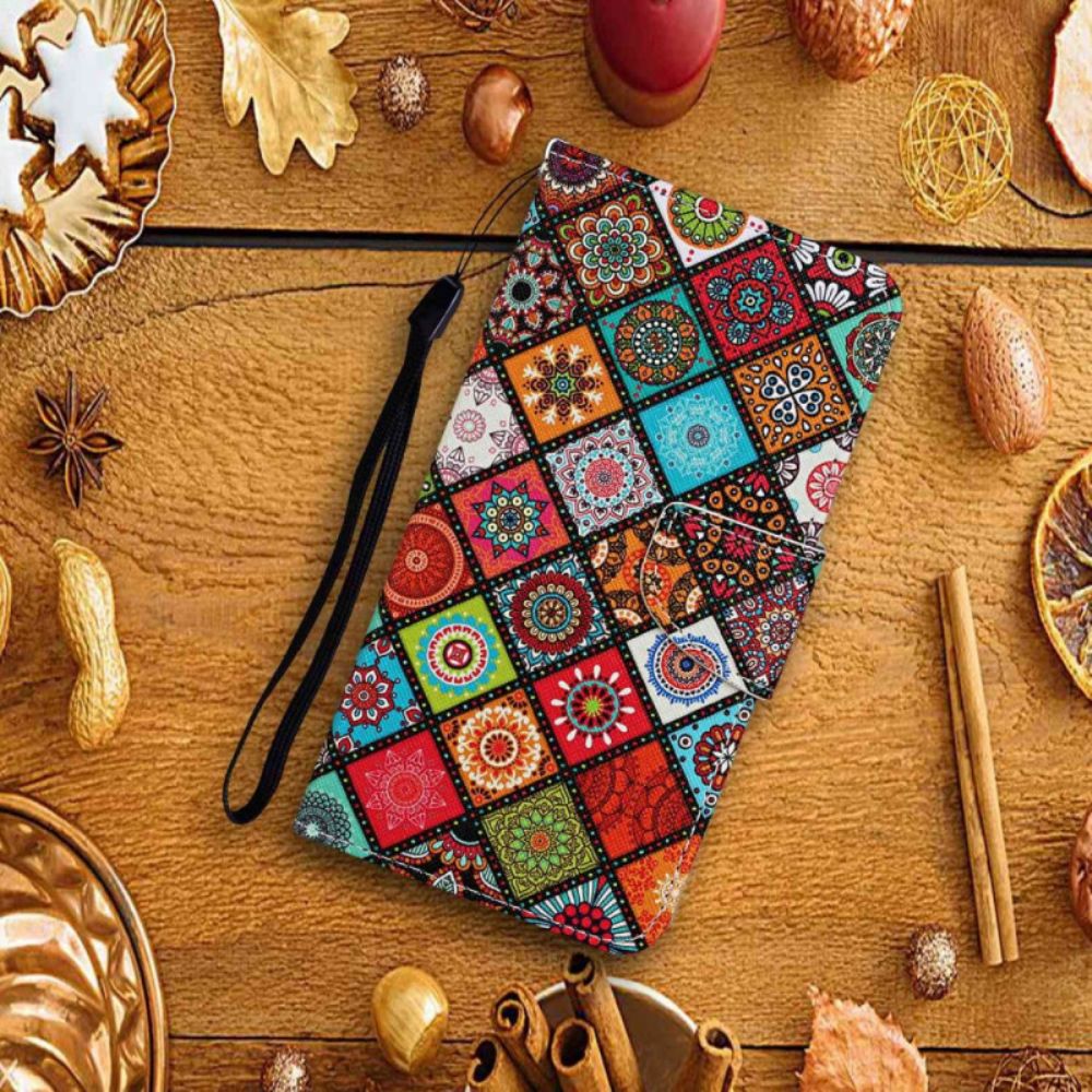 Folio-hoesje voor Samsung Galaxy A13 Patchwork Met Riem