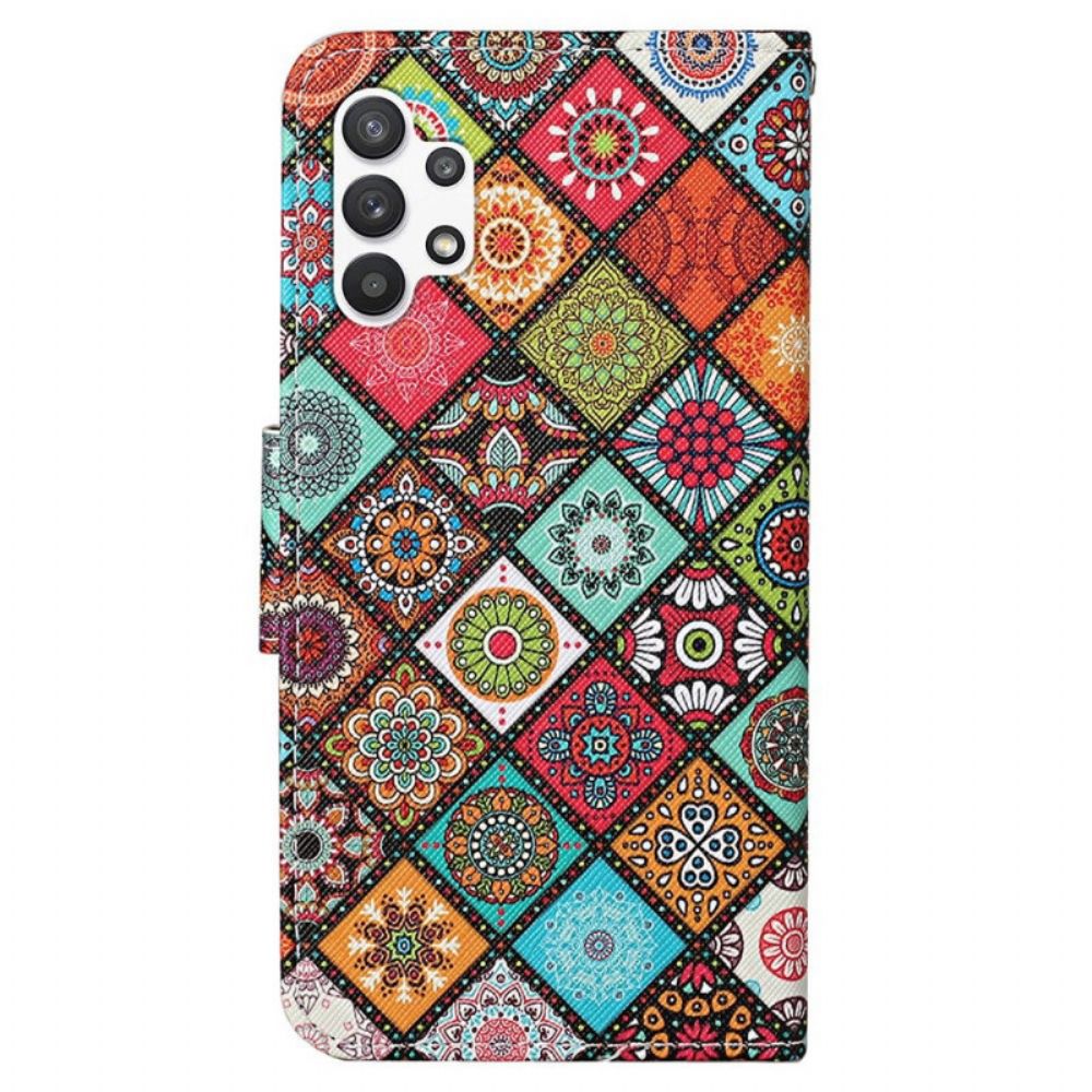 Folio-hoesje voor Samsung Galaxy A13 Patchwork Met Riem