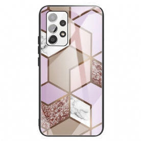 Hoesje voor Samsung Galaxy A13 Geometrie Marmer Gehard Glas