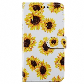 Leren Hoesje voor Samsung Galaxy A13 Zonnebloemen