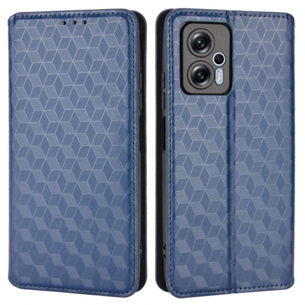 Bescherming Hoesje voor Poco X4 GT Folio-hoesje 3d-kubus Leereffect