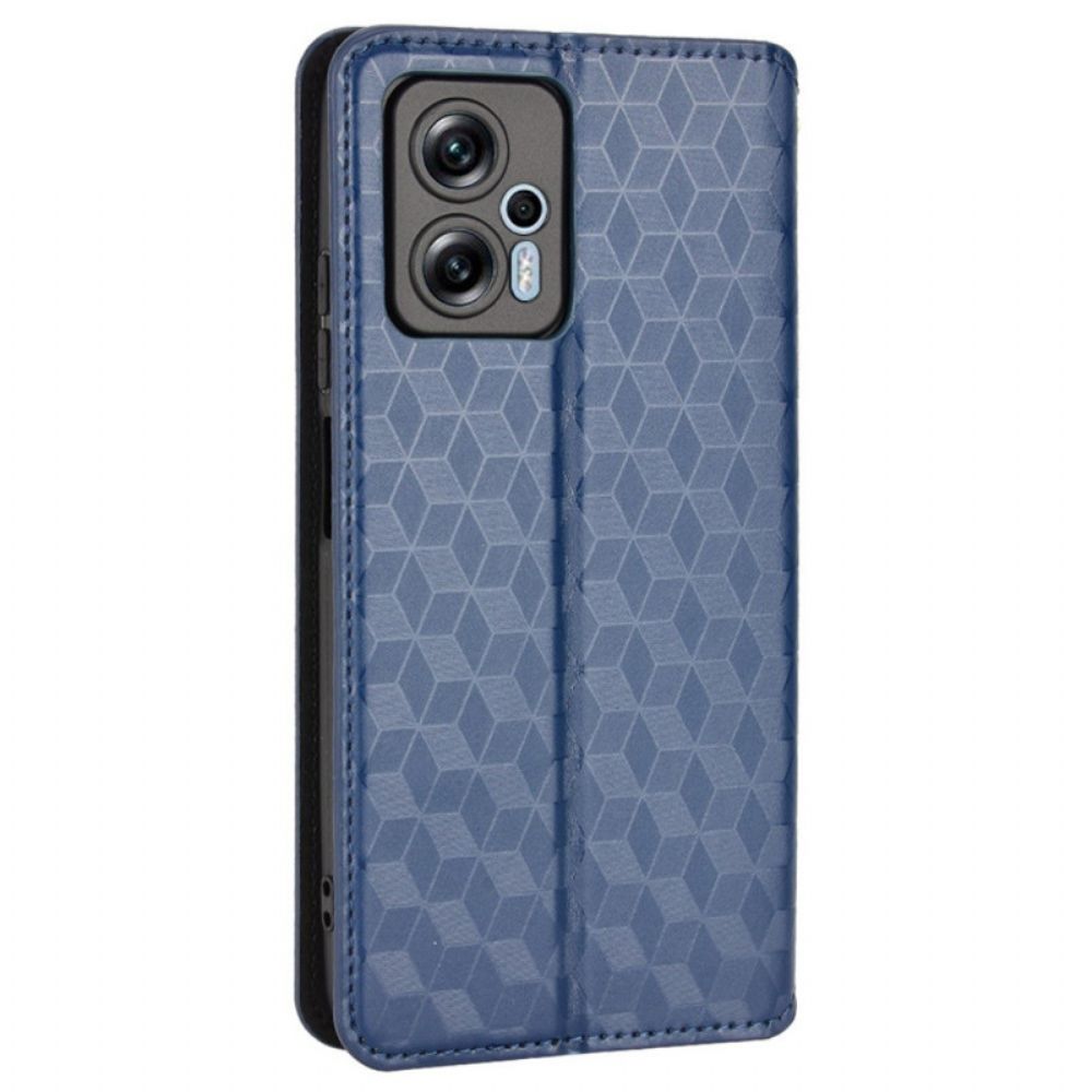 Bescherming Hoesje voor Poco X4 GT Folio-hoesje 3d-kubus Leereffect