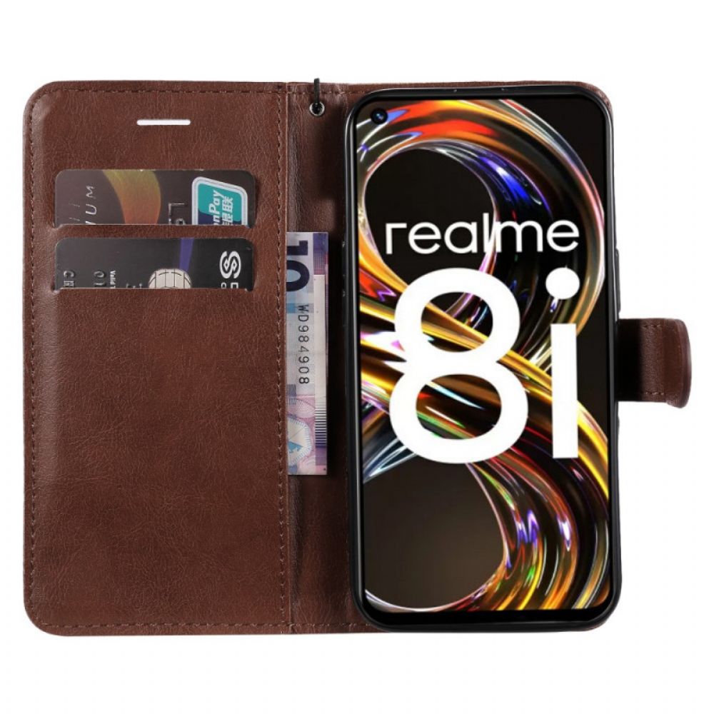 Folio-hoesje voor Realme 8i Met Ketting Leren Bandeffect