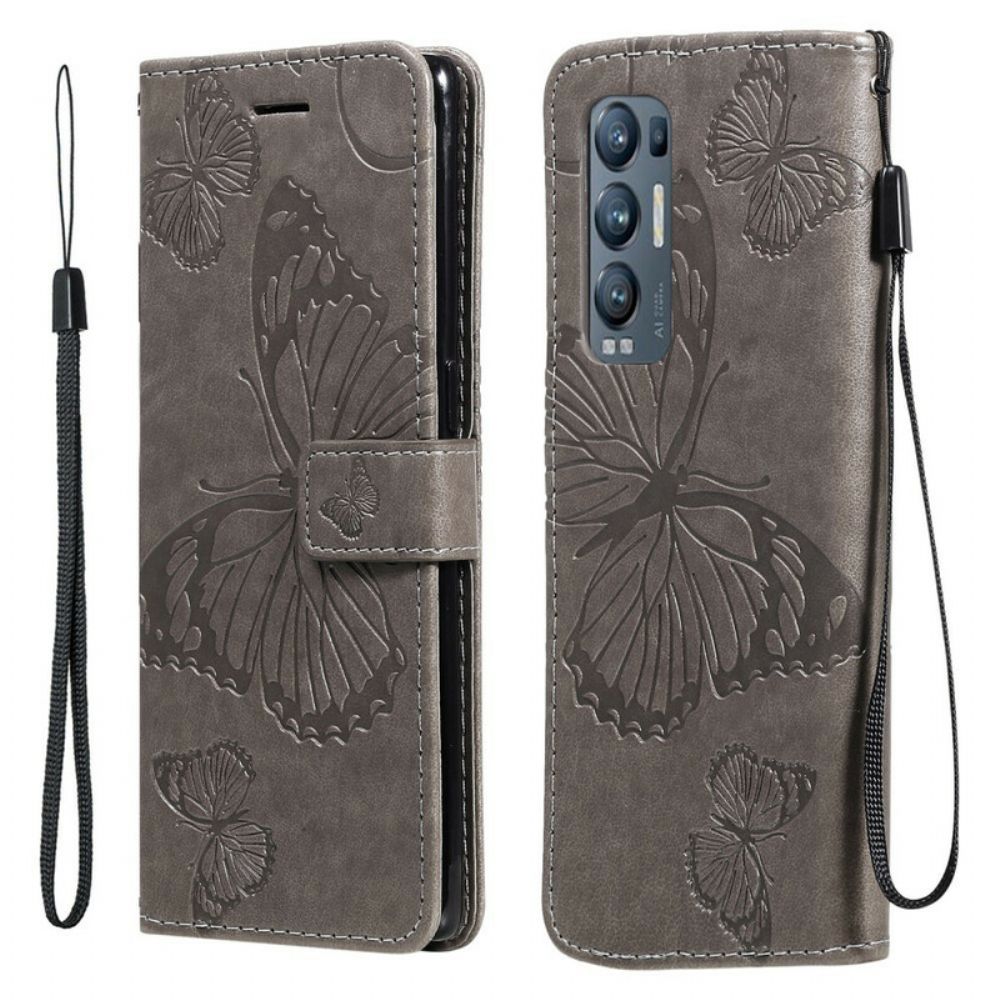 Folio-hoesje voor Oppo Find X3 Neo Flip Case Vlinders En Schuine Klep