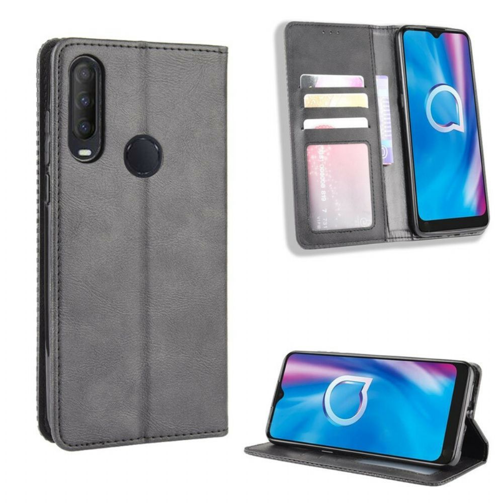 Bescherming Hoesje voor Alcatel 1S / 3L (2020) Folio-hoesje Vintage Gestileerd Leereffect