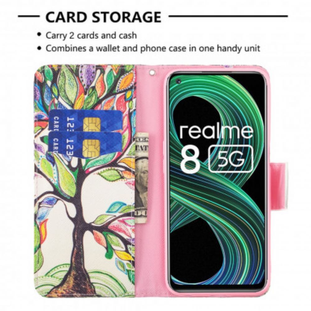 Flip Case voor Realme 8 5G Gekleurde Boom