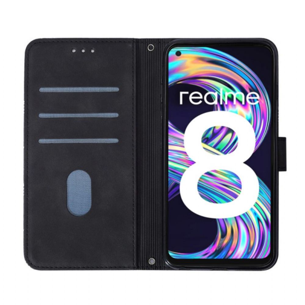 Folio-hoesje voor Realme 8 5G Lederen Effect Met Schouderband