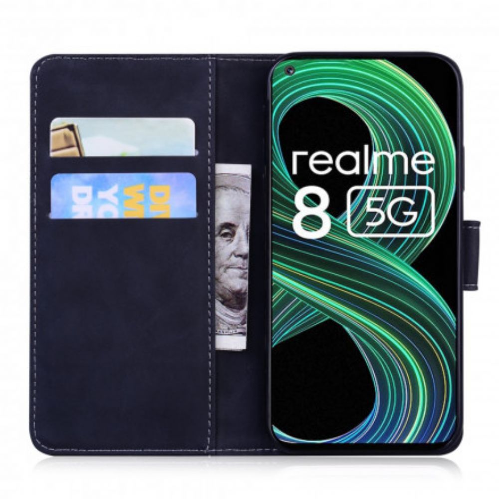 Folio-hoesje voor Realme 8 5G Zwart Leereffect