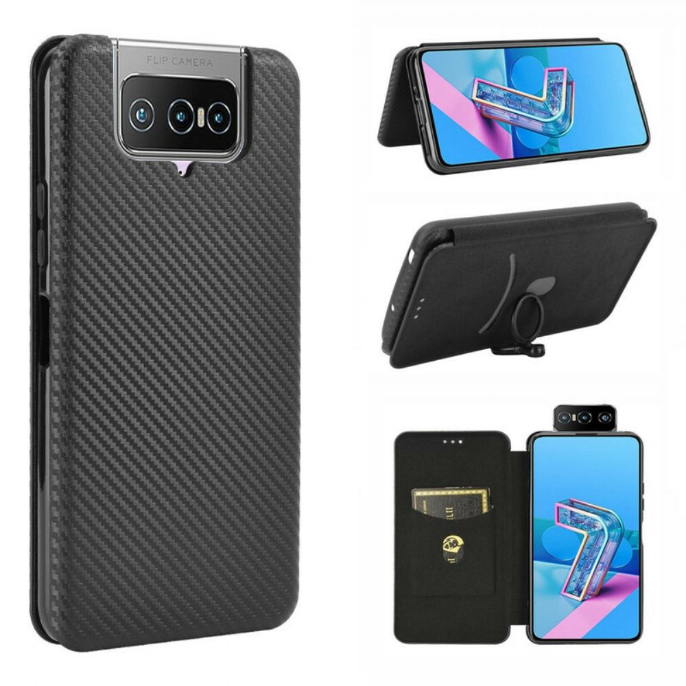 Bescherming Hoesje voor Asus Zenfone 7 / 7 Pro Folio-hoesje Siliconen Koolstof