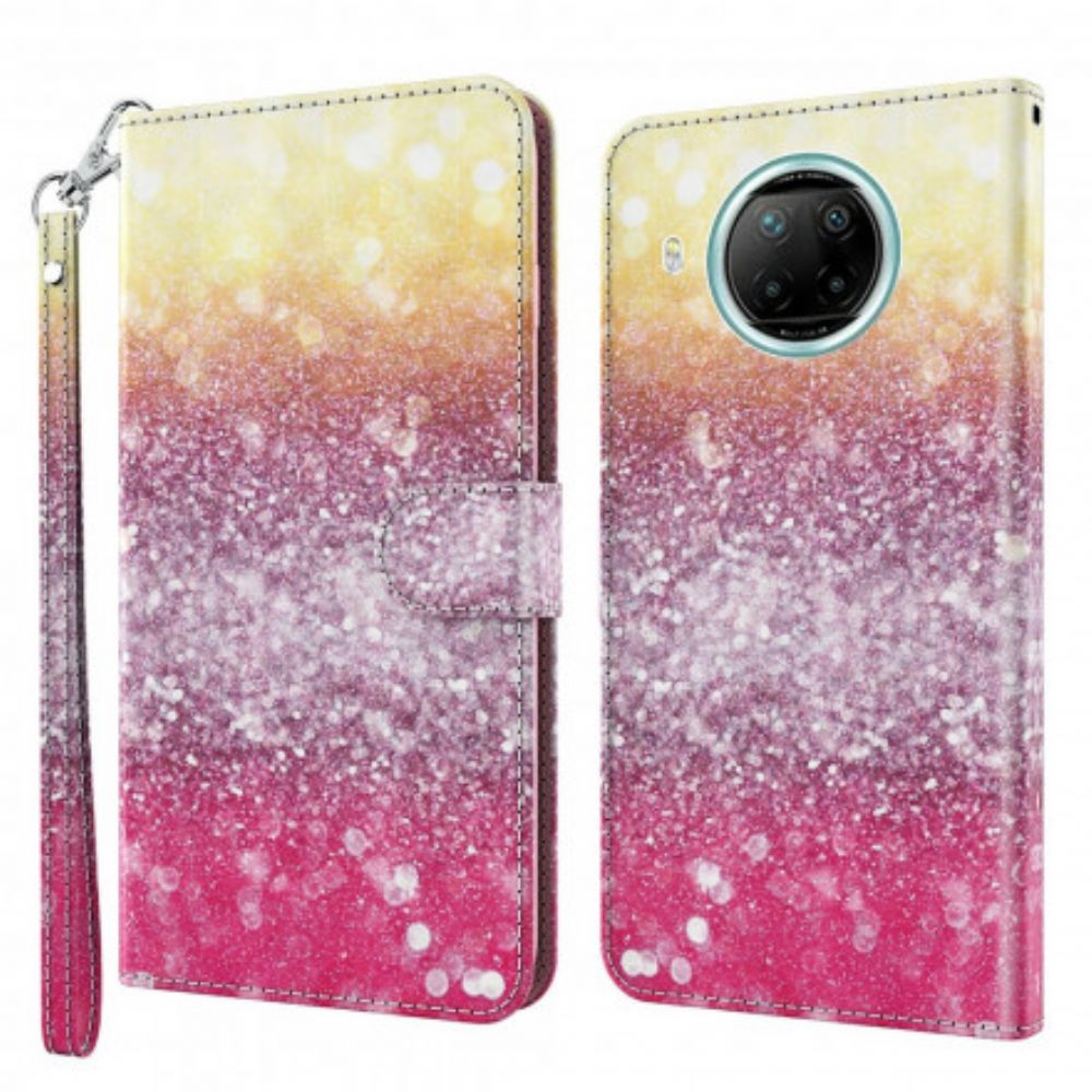 Flip Case voor Xiaomi Mi 10T Lite / Redmi Note 9 Pro 5G Lichtvlek Magenta Glitter