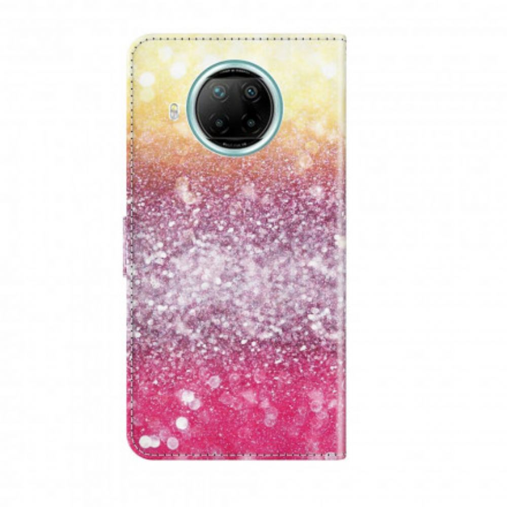 Flip Case voor Xiaomi Mi 10T Lite / Redmi Note 9 Pro 5G Lichtvlek Magenta Glitter