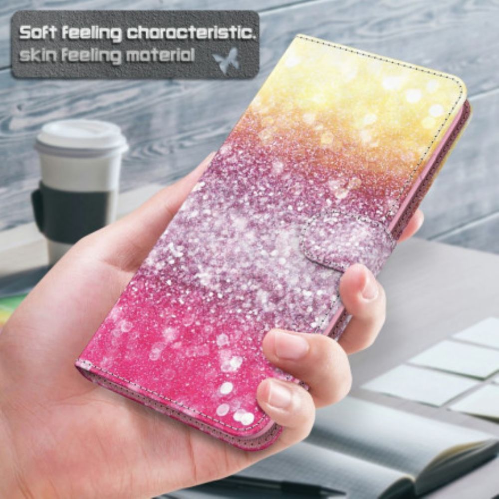 Flip Case voor Xiaomi Mi 10T Lite / Redmi Note 9 Pro 5G Lichtvlek Magenta Glitter