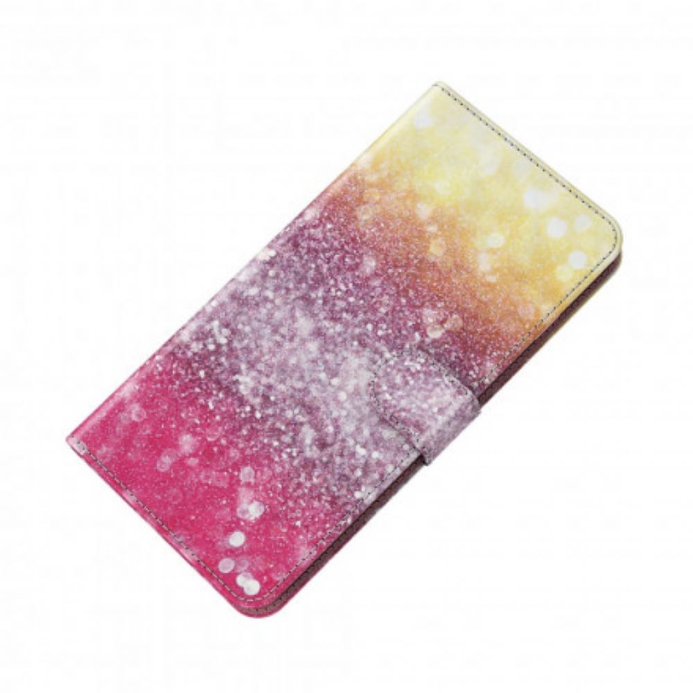 Flip Case voor Xiaomi Mi 10T Lite / Redmi Note 9 Pro 5G Lichtvlek Magenta Glitter