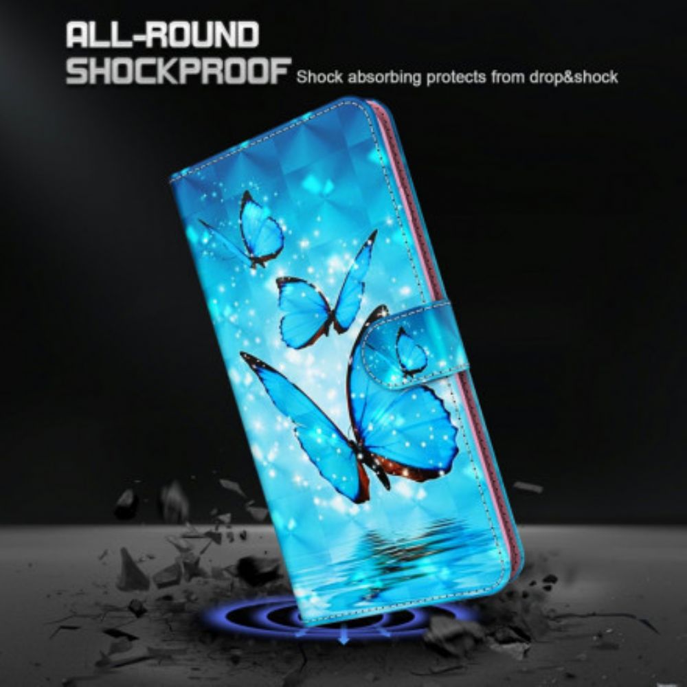 Flip Case voor Xiaomi Mi 10T Lite / Redmi Note 9 Pro 5G Lichtvlek Vliegende Blauwe Vlinders