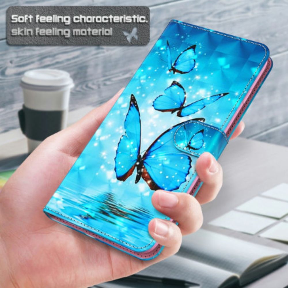 Flip Case voor Xiaomi Mi 10T Lite / Redmi Note 9 Pro 5G Lichtvlek Vliegende Blauwe Vlinders