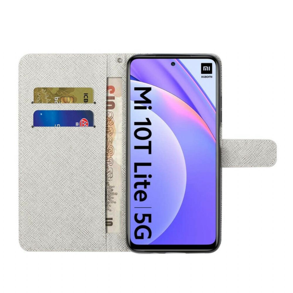 Flip Case voor Xiaomi Mi 10T Lite / Redmi Note 9 Pro 5G Met Ketting Funky Katten Met Riem