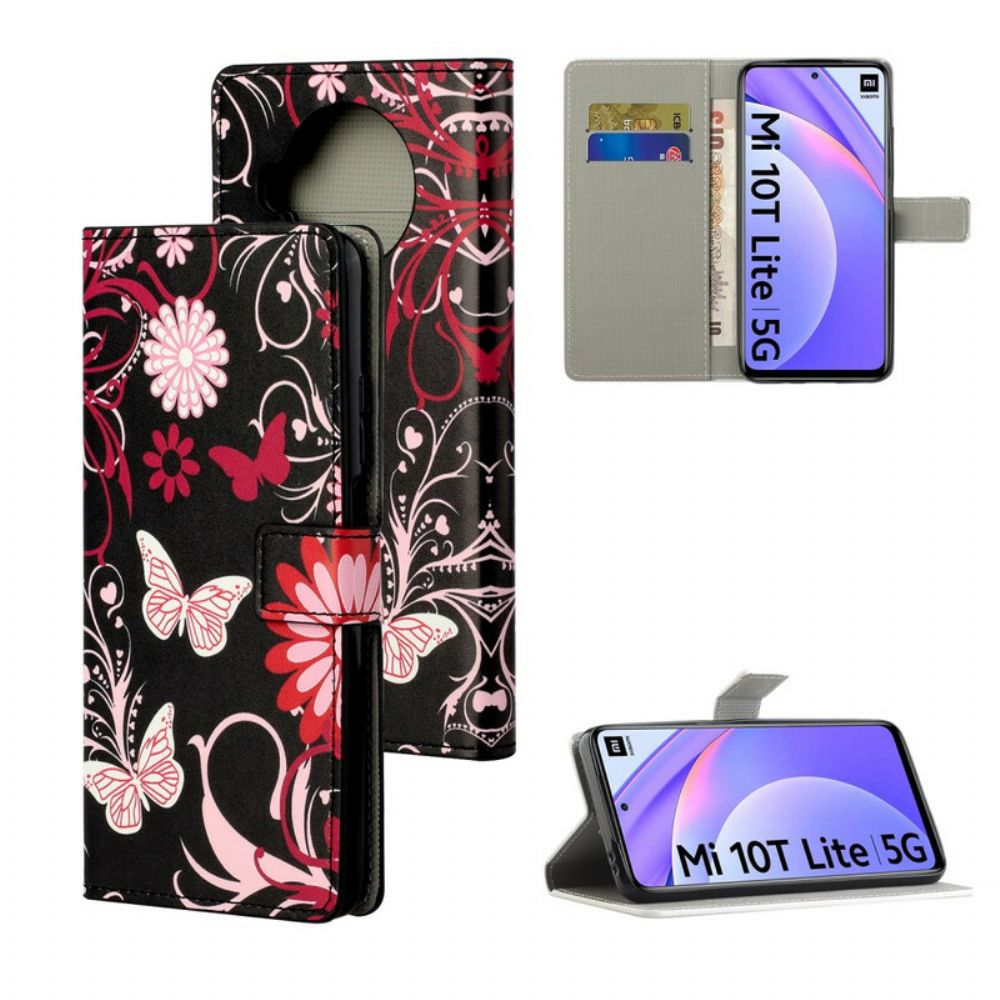 Flip Case voor Xiaomi Mi 10T Lite / Redmi Note 9 Pro 5G Vlinders En Bloemen