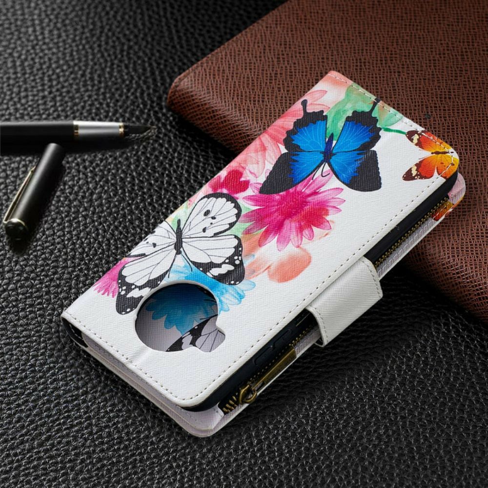 Flip Case voor Xiaomi Mi 10T Lite / Redmi Note 9 Pro 5G Vlinders Met Rits