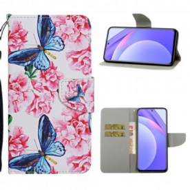 Folio-hoesje voor Xiaomi Mi 10T Lite / Redmi Note 9 Pro 5G Bloemen Vlinders Band