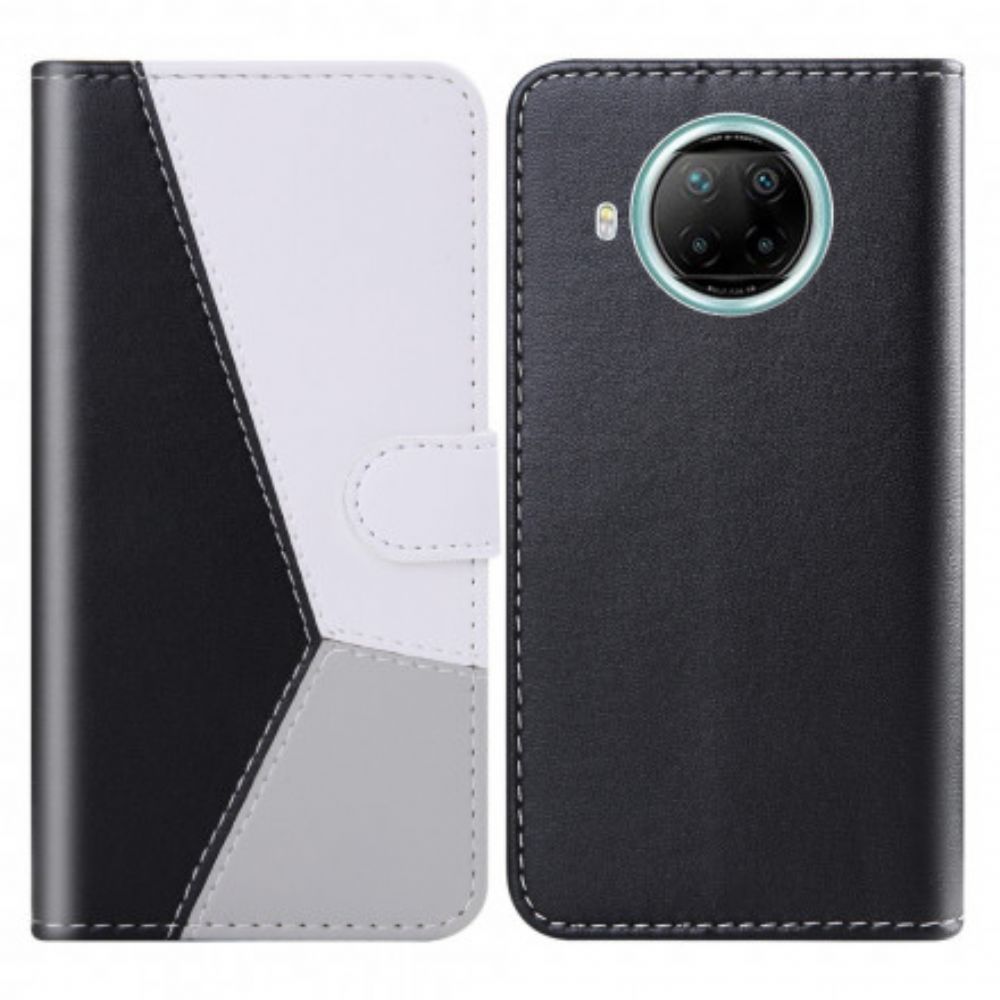 Folio-hoesje voor Xiaomi Mi 10T Lite / Redmi Note 9 Pro 5G Driekleurig Leereffect