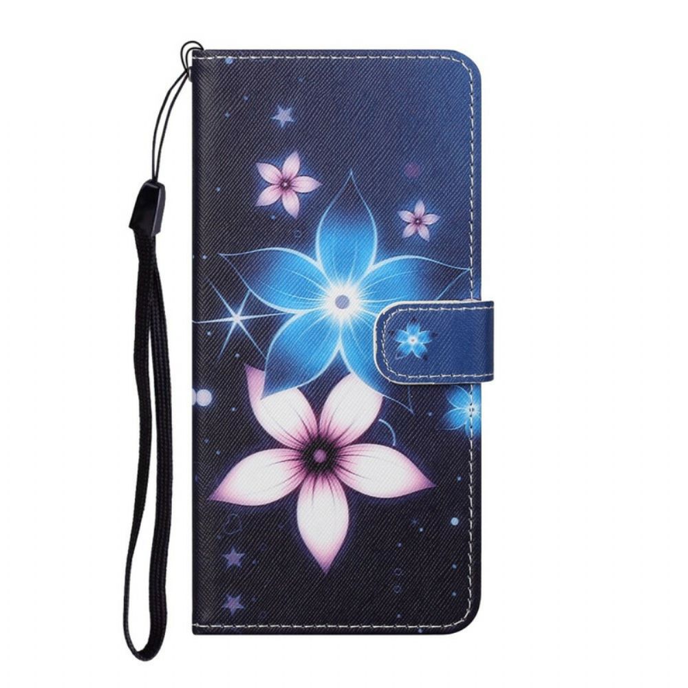 Folio-hoesje voor Xiaomi Mi 10T Lite / Redmi Note 9 Pro 5G Met Ketting Maanband Bloemen