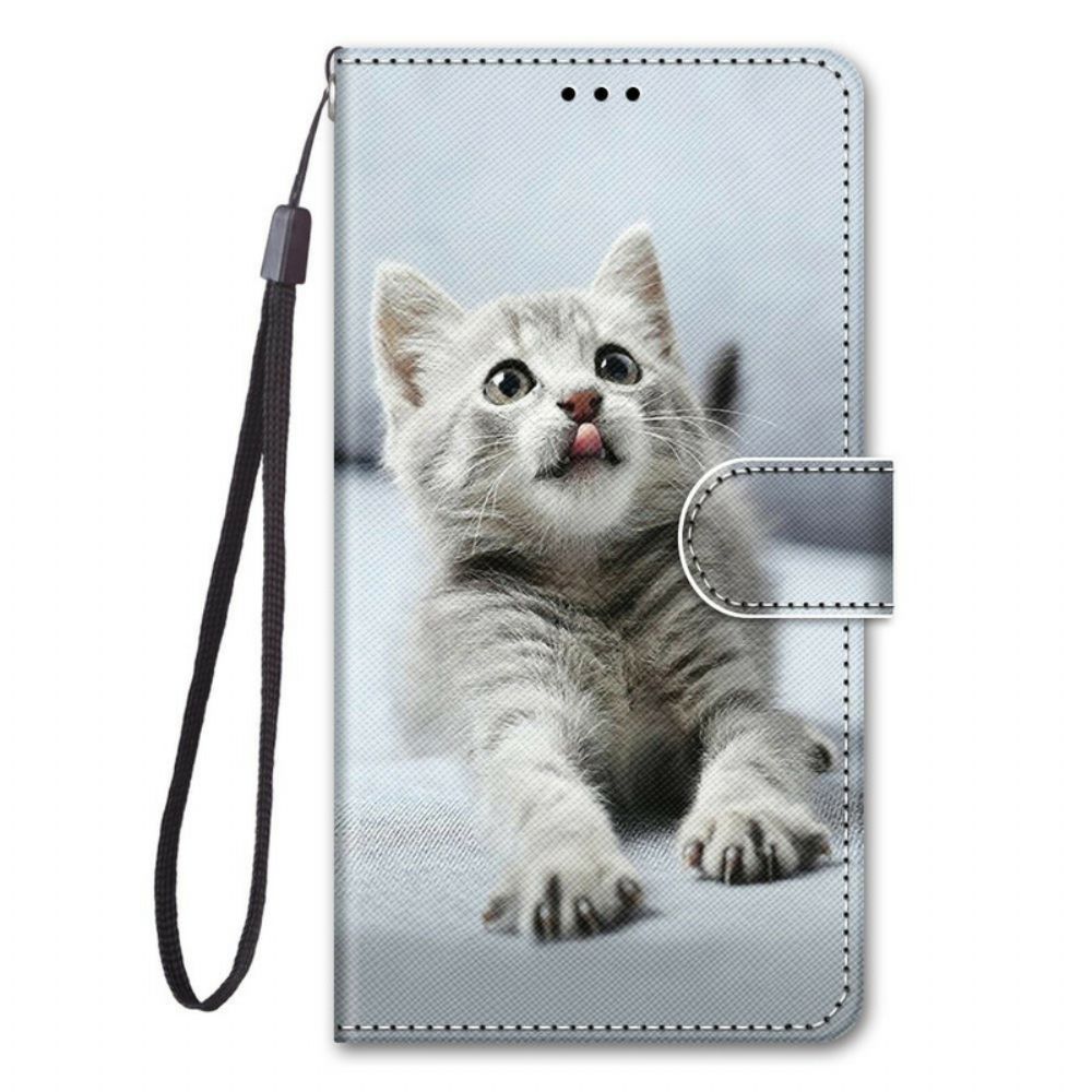 Folio-hoesje voor Xiaomi Mi 10T Lite / Redmi Note 9 Pro 5G Met Ketting Thong Kitten