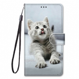 Folio-hoesje voor Xiaomi Mi 10T Lite / Redmi Note 9 Pro 5G Met Ketting Thong Kitten