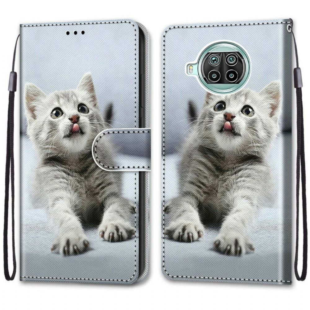 Folio-hoesje voor Xiaomi Mi 10T Lite / Redmi Note 9 Pro 5G Met Ketting Thong Kitten