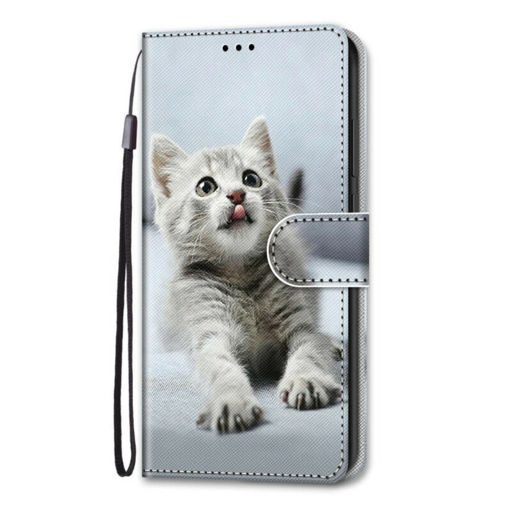 Folio-hoesje voor Xiaomi Mi 10T Lite / Redmi Note 9 Pro 5G Met Ketting Thong Kitten