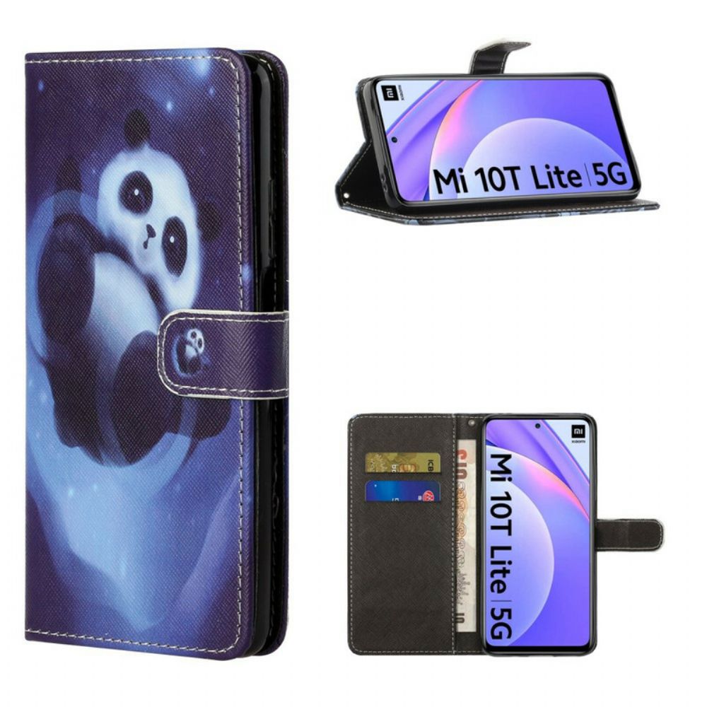 Folio-hoesje voor Xiaomi Mi 10T Lite / Redmi Note 9 Pro 5G Met Ketting Thong Space Panda