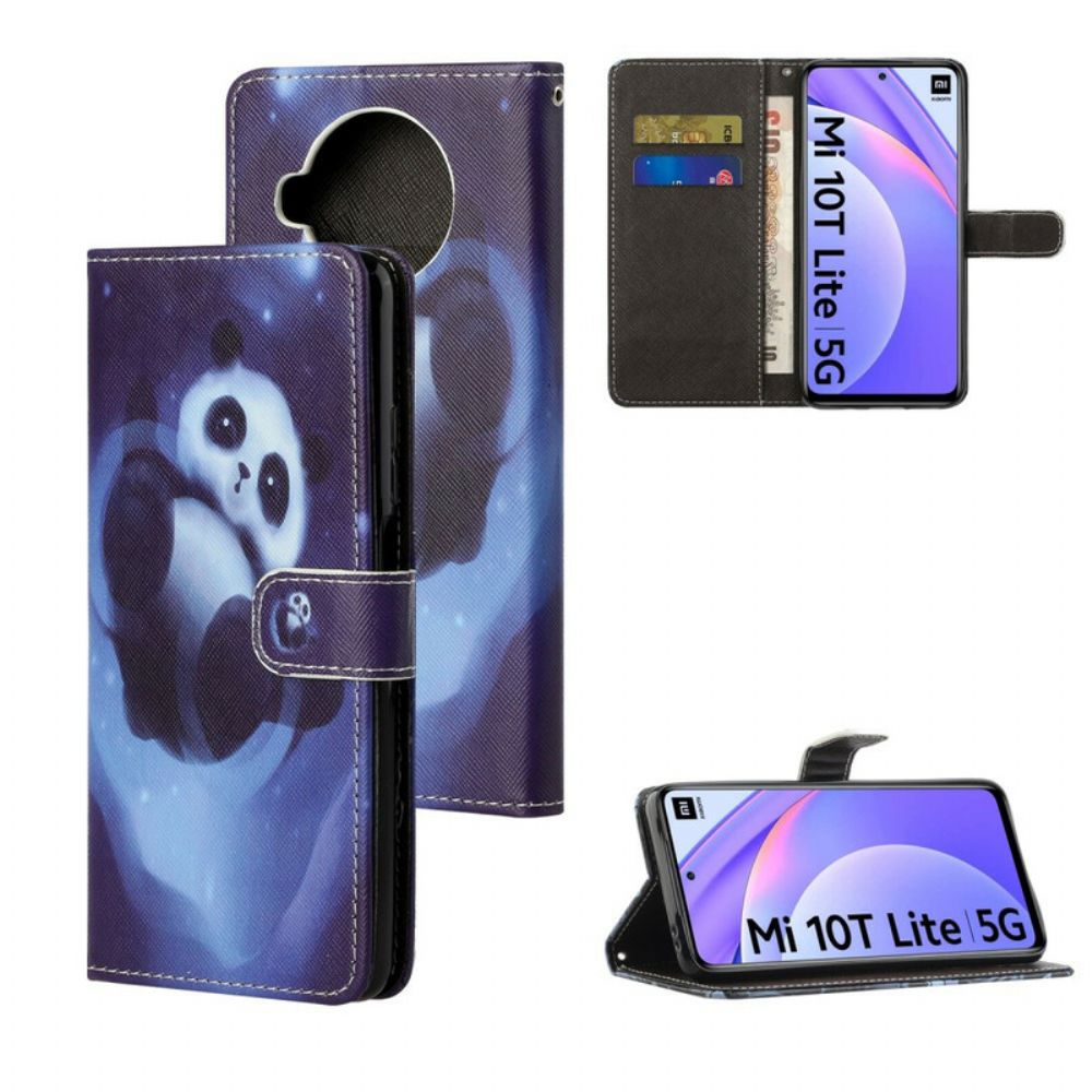 Folio-hoesje voor Xiaomi Mi 10T Lite / Redmi Note 9 Pro 5G Met Ketting Thong Space Panda