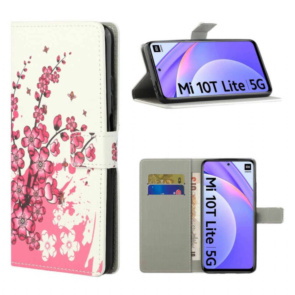 Leren Hoesje voor Xiaomi Mi 10T Lite / Redmi Note 9 Pro 5G Tropische Bloemen