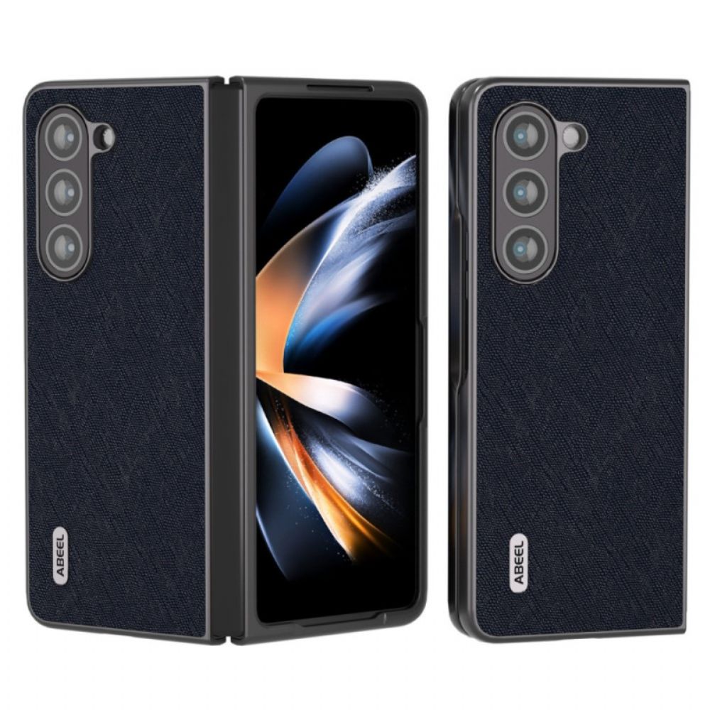 Case Hoesje Samsung Galaxy Z Fold 5 Telefoonhoesje Echt Abeel Geweven Leer