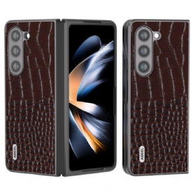 Case Hoesje Samsung Galaxy Z Fold 5 Telefoonhoesje Echt Leer Met Krokodilleneffect Abeel