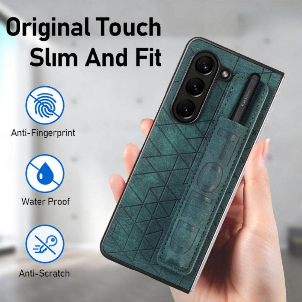 Case Hoesje Samsung Galaxy Z Fold 5 Telefoonhoesje Stylushouder Met Riem