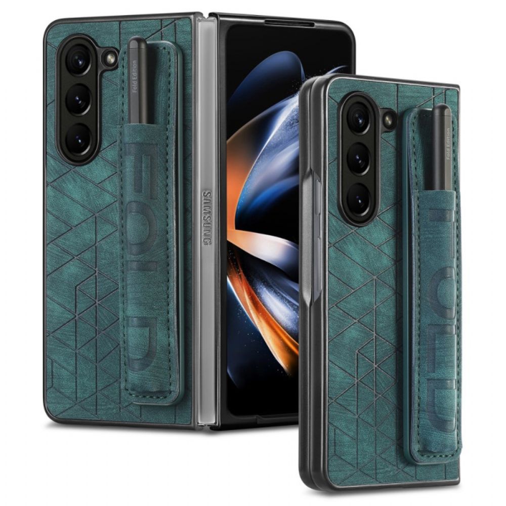 Case Hoesje Samsung Galaxy Z Fold 5 Telefoonhoesje Stylushouder Met Riem