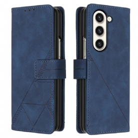 Flip Case Leren Samsung Galaxy Z Fold 5 Driehoekenpatroon