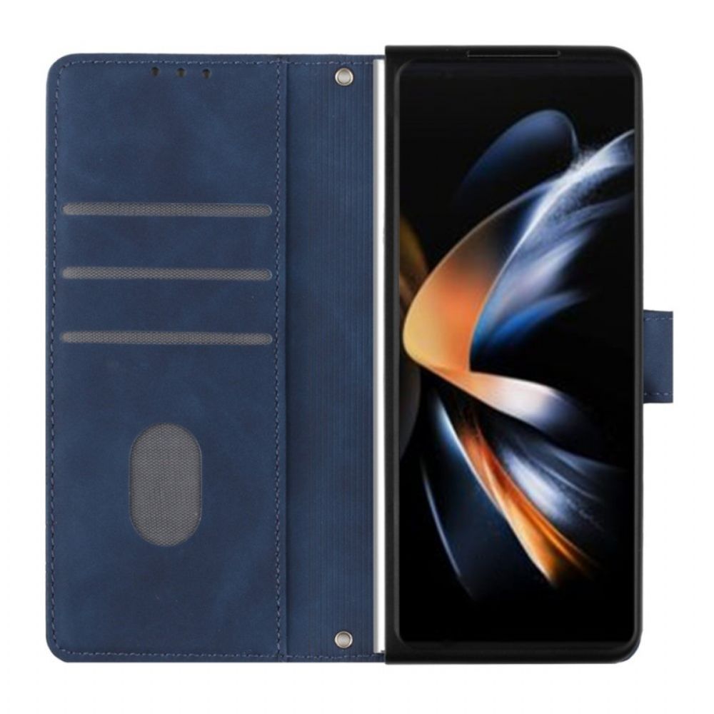 Flip Case Leren Samsung Galaxy Z Fold 5 Driehoekenpatroon