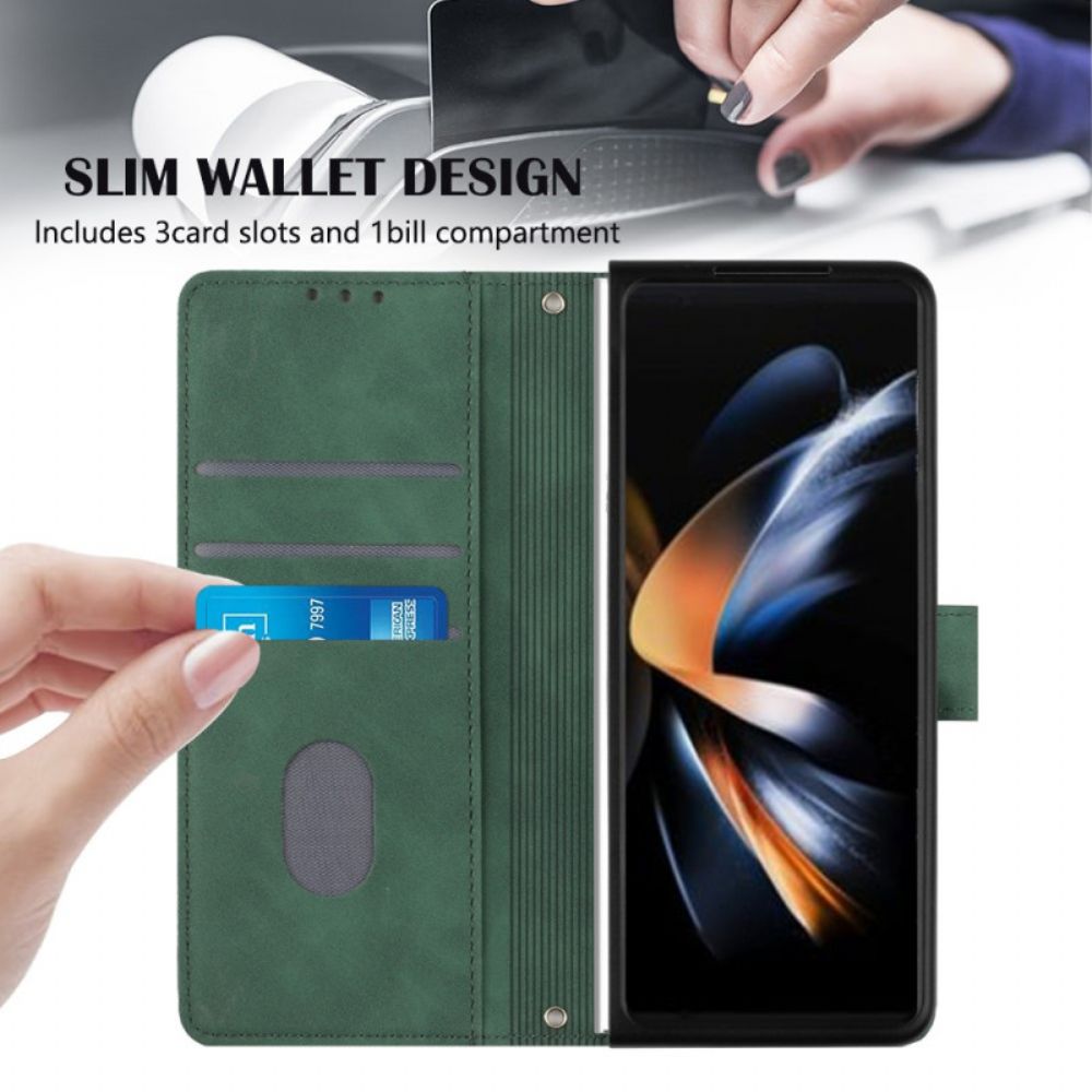 Flip Case Leren Samsung Galaxy Z Fold 5 Driehoekenpatroon