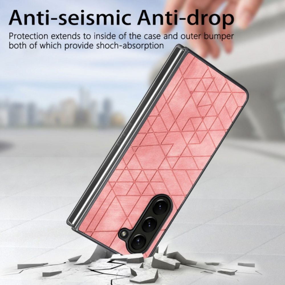 Hoesje Samsung Galaxy Z Fold 5 Geometrische Patronen Van Kunstleer