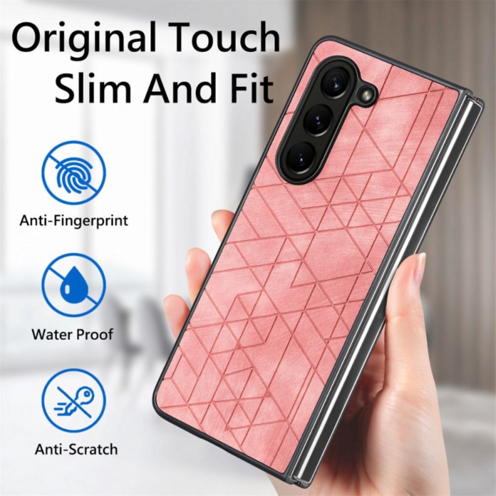 Hoesje Samsung Galaxy Z Fold 5 Geometrische Patronen Van Kunstleer