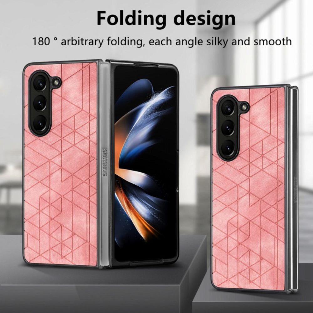 Hoesje Samsung Galaxy Z Fold 5 Geometrische Patronen Van Kunstleer